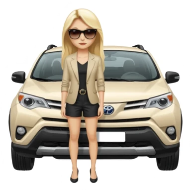 White. Rav 4 . Sexy. Female.long blond hair. Sunglasses  sticker