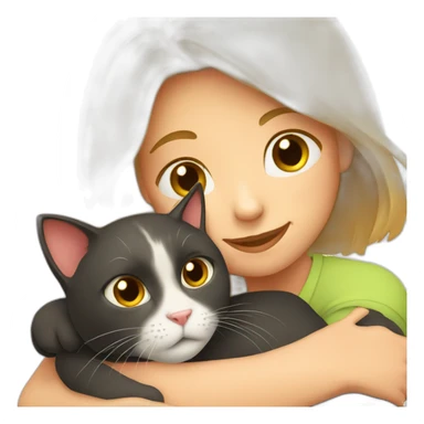 Girl hug her cat sticker