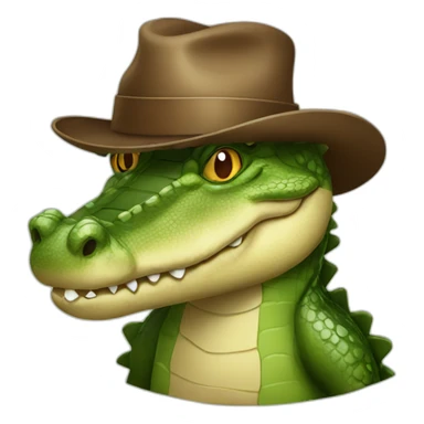 a crocodile with a brown hat sticker