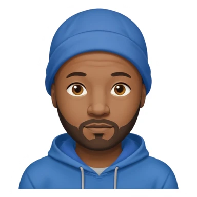 Bald black guy 40 years old with blue hoodie and and beard emoji sticker