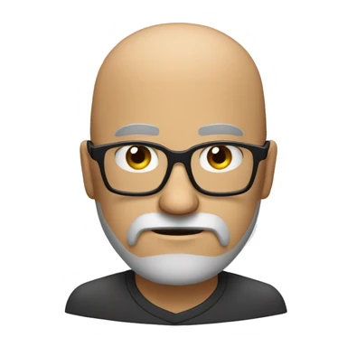 create an emoji with a bald person with a beard and glasses displeased
 sticker
