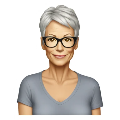 40 year old Jamie Lee Curtis cartoon wearing tee sticker