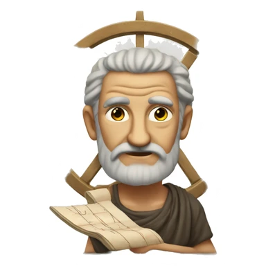 ancient Greek mathematician wonders. He has a compass and a ruler in front of him. sticker