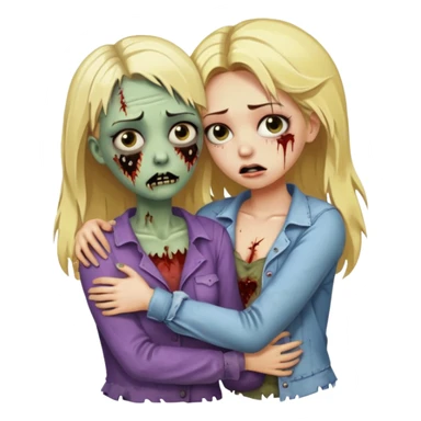 cute cruel blonde hugging zombie woman sticker