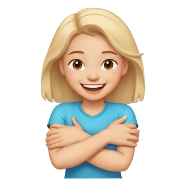 Arms crossed holding neck laughing girl sticker