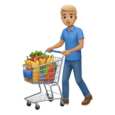 man-with-a-shopping-cart-full-body sticker
