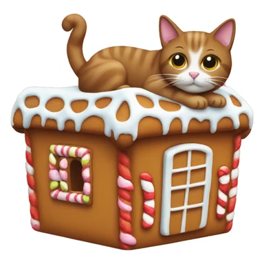 Cat sitting on a gingerbread house sticker