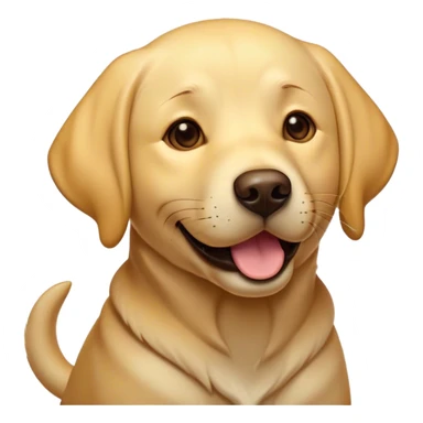 Cinematic Labrador Emoji, Warm and inviting, Playful and friendly design, rim lighting effect, soft golden and brown tones, Simplified yet expressive features, highly detailed, glowing with a cheerful golden glow, high shine, loyal and loving, stylized with a touch of charm, approachable and heartwarming, blending realism with warmth, soft glowing outline, clean and immaculate design, happy and energetic pose, capturing the essence of a Labrador's playful nature in an easily recognizable and captivating form, so lively it feels like it could wag its tail right off the screen! sticker