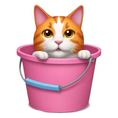 orange cat in pink bucket sticker