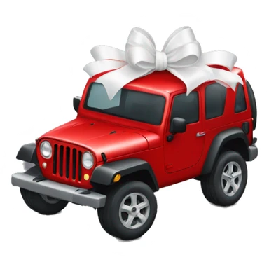 Red jeep white bow sticker