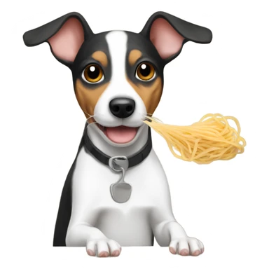 Rat terrier eating spaghetti  sticker