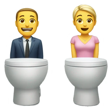 A couple sitting in two different toilet next to each other sticker