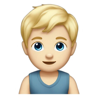 Baby boy blond hair blue eyes with fox plush sticker