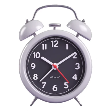 alarm clock emoji, 3D Microsoft fluent style, shiny, classic twin bells, clear face sticker