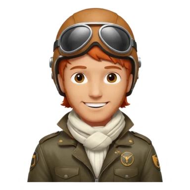 renard aviateur, casque en cuir, écharpe blanche, blouson aviateur sticker