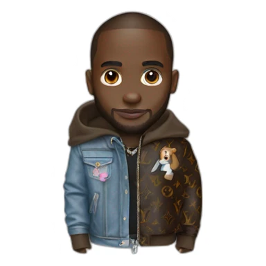 Virgil Abloh with louis Vuitton jacket sticker