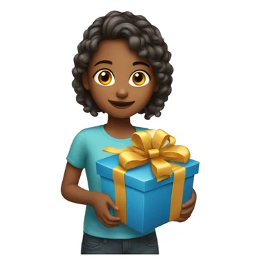 Young girl with present sticker