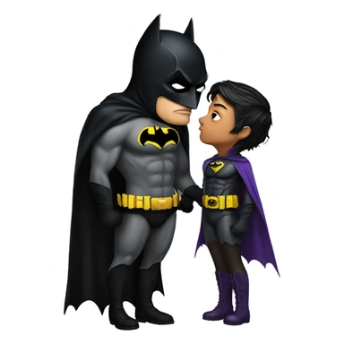 batman kissing black robin sticker