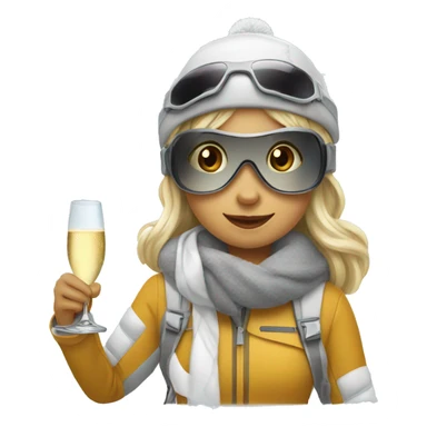 Girl skiing with a glas of champagne in her hand  sticker