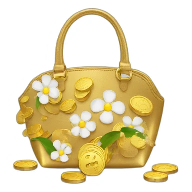 purse with gold coins and flowers sticker