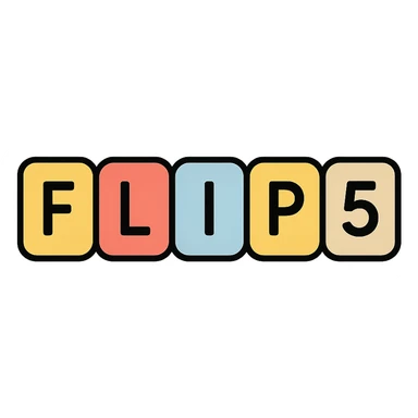 minimalist logo flip5 with each letter in a separate rounded corner box, boxes look like slides, clean lines, modern style, neutral colors sticker