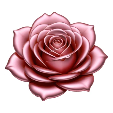 A rose emoji made of liquid silver metal, smooth metallic petals, reflective chrome surface, soft gradients, elegant shape, minimalistic iOS emoji style, centered, clean white background, realistic highlights, no text sticker