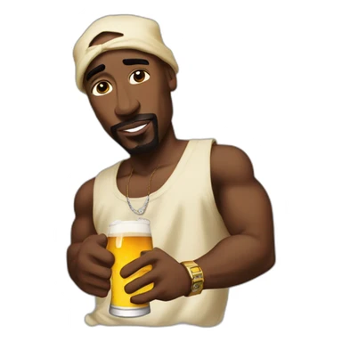 Tupac avec une bière sticker