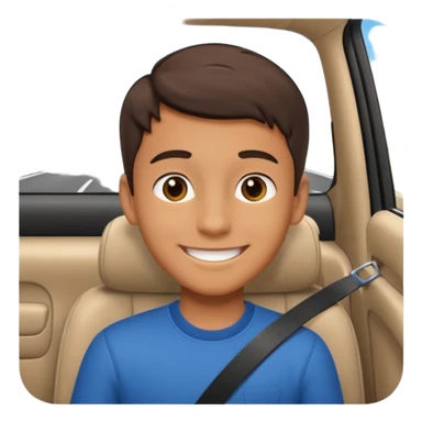 smiling boy in car interior sticker
