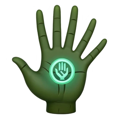 forest character hand out stop gesture glowing rune palm sticker