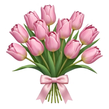 light pink tulip bouquet with light pink bow sticker
