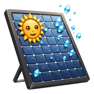 solar panel with hailstones bouncing off sticker