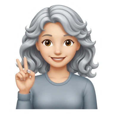 silver, wavy- haired, smiling pretty lady, index and middle fingers crossed sticker