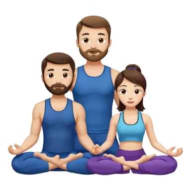 scottish man with stubble, brunette woman doing yoga sticker