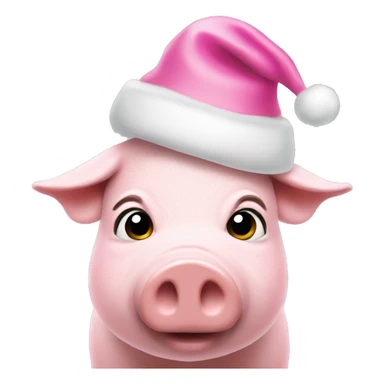 Pig in pink christmas hat sticker