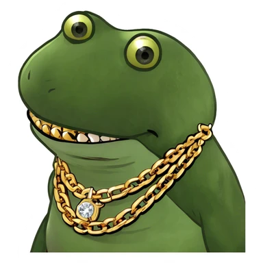 A god wearing gold chains and gold teeth and diamonds  sticker