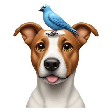 Dog with a bird on its head sticker
