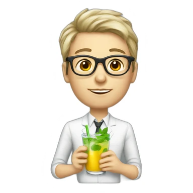 white teacher with glasses drinks mojito sticker
