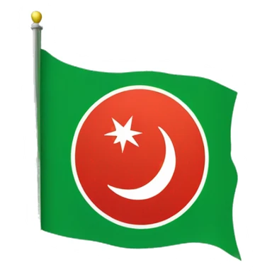 Flag with only two clours green and red and a moon and star in the middle of it sticker