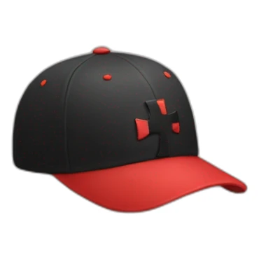 Red baseball cap with black cross in the middle sticker