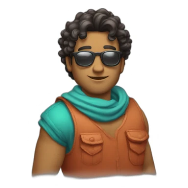 chico con  gafas pelo rizado sticker