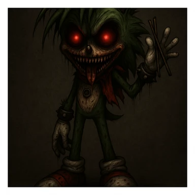 Keep the picture quality intact, make the character look scary with a unique horror expression, character facing forward. Maintain the original style and details of the character while enhancing the horror elements in the expression. sticker