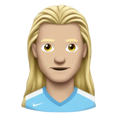 Erling Haaland with long hairs Manchester City sticker