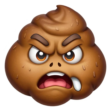 angry poop emoji, extremely angry, intense expression sticker