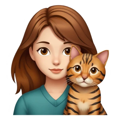 Brown haired girl with a bengal cat sticker