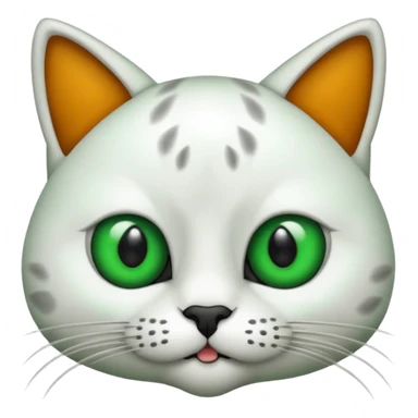 um gato branco com manchas pretas  olho preto e verde só manchas pretas sticker