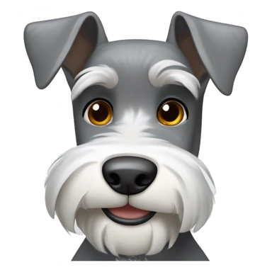 Grey and white schnauzer with brown eyes smiling    sticker