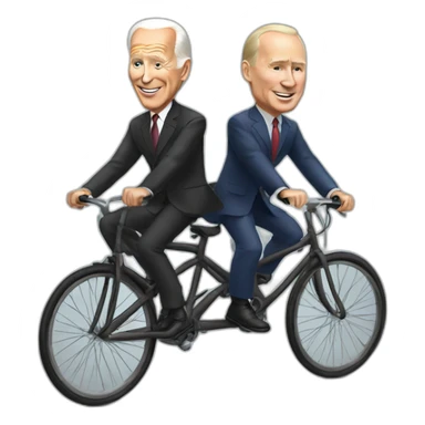 Biden,Putin riding bicycles sticker