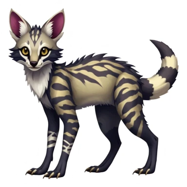 Feral Rare Fantasy dark vibrant Vernid-Sergal-Genet-species-animal-creature-hybrid by LiLaiRa, random markings, tufted ears, full body, 4 legs sticker