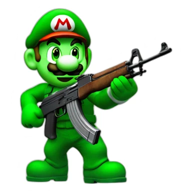 Ak-47 holding Green Mario sticker