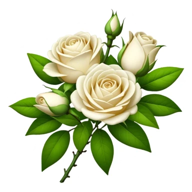 bouquet White Tea Rose, luxuriant, leaf, bud sticker